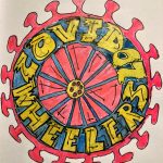 REF_1231a: drawing of a cog in pink and yellow, with the words COVID WHEELERS 20 inside the cog. Thumbnail
